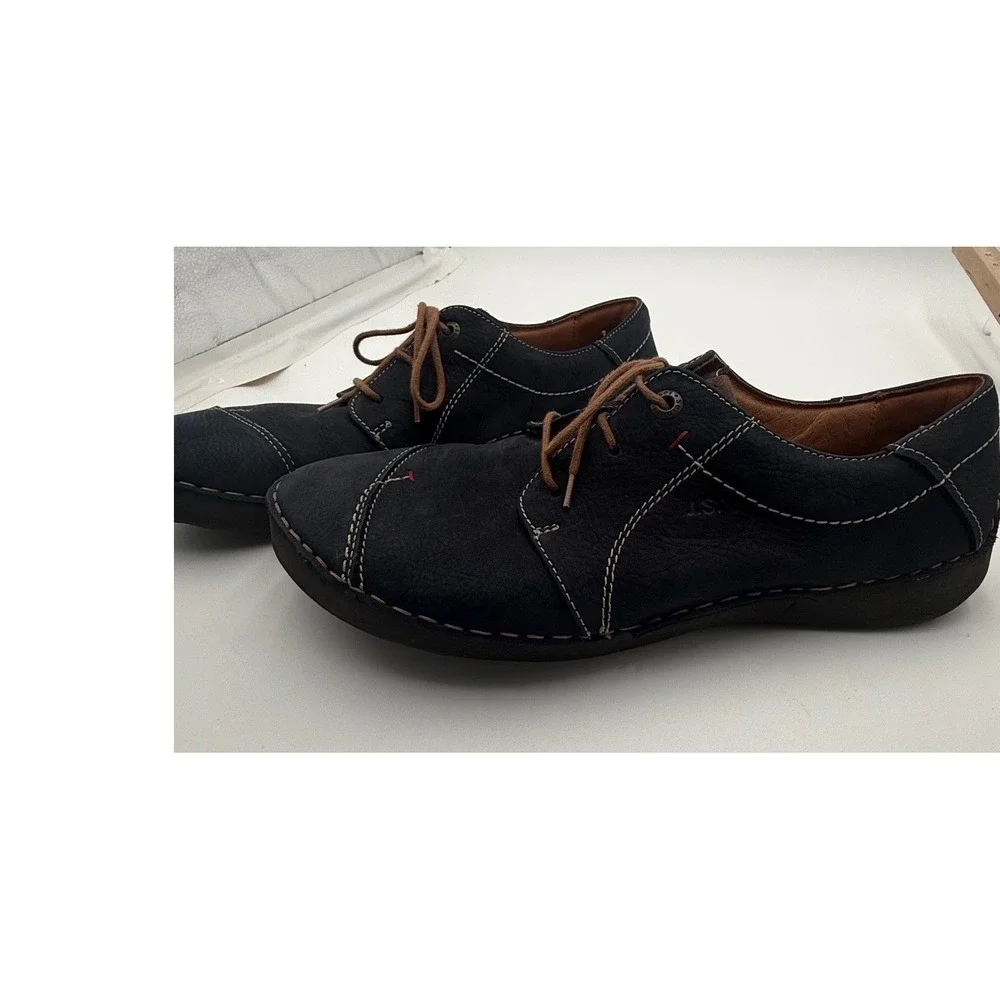 Josef‎ Seibel Anvers 08 Men's 43 Navy Leather Comfort Oxfords - Wide Fit